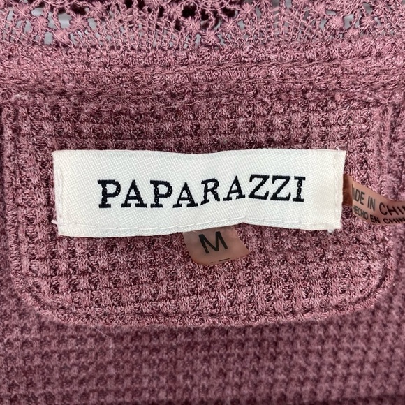 Paparazzi pink open front crochet lined thermal cardigan top women's size medium - Picture 3 of 9